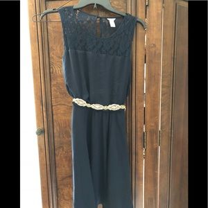 Navy blue dress with detachable belt
